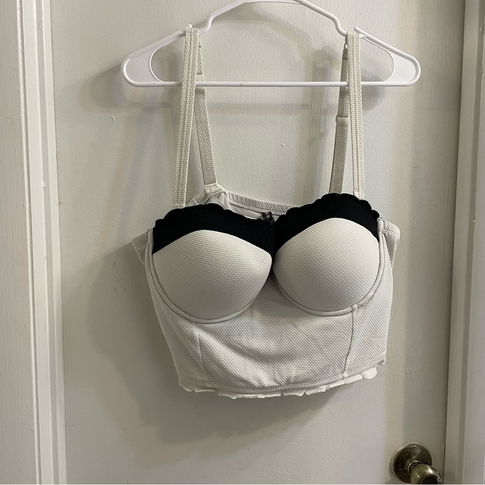 Torrid White & Black Textured Corset Swim Top – Size 2 (2X)